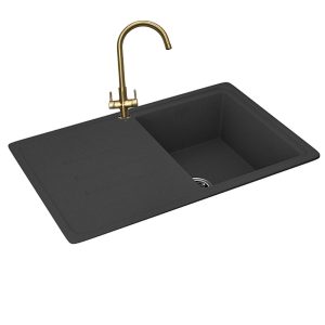 Debut 100 Onyx with Varallo Tap in Brushed Brass